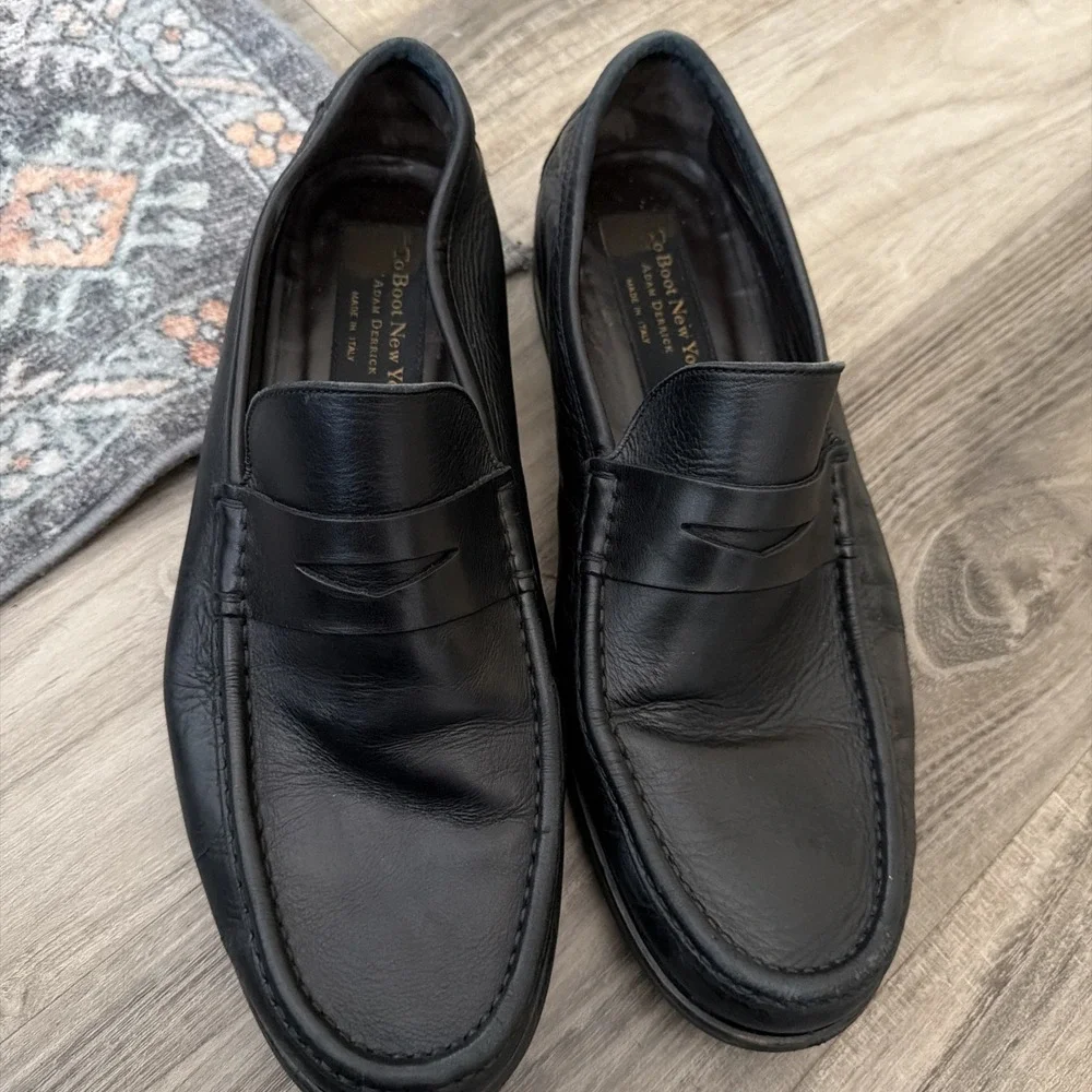 To Boot New York Adam Derrick Black Leather Slip-On Loafers Men's Size 9 Italy